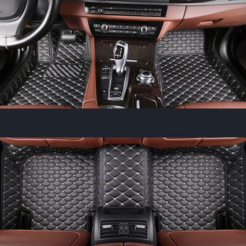 Nach Maß Auto Fussmatten für Mercedes-Benz B200 GLA200 B180 2015-2018 PU Leder Auto Fußmatten Wasserdicht rutschfest Allwetterschutz Benutzerdefinierte Automatten,Black Gold-Single Layer