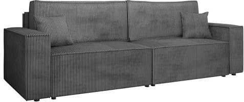 Mirjan24 Schlafsofa mit 2 Bettkasten Kobaro Cord, Couch mit Schlaffunktion, 3 Sitzer Sofa, Bettsofa Polstersofa Couchgarnitur (Poso 22)