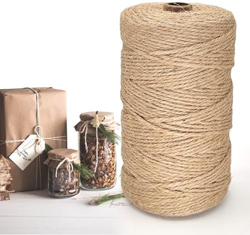 Spago di iuta per artigianato natalizio, confezioni regalo, giardinaggio e piante rampicanti, corda di iuta per arti fatte a mano, corda di canapa per decorazioni di Halloween e matrimoni (marrone, 2