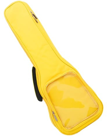 Gelbe Ukulelentasche 23-zoll Tragetasche aus Oxford Cloth | Transparentes Seitenfach, Wiederverwendbar und Tragbar, für Musikinstrumente