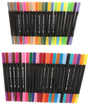 perfeclan Pinselstift mit zwei Spitzen, Farbmarkierungsstifte, schnell trocknende Farbstifte, Aquarellstift-Set, Acrylfarbstifte für Malprojekte, 48 Farben Schwarz