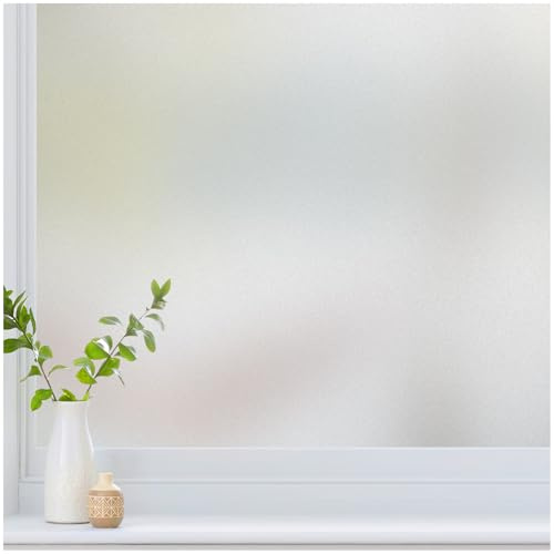Haton Window Privacy Film Frosted Glass for Bathroom, Static Cling UV Sun Blocking Window Clings, Opaque Decorative Coverings Removable Sticker Heat Control Tint for Home Door, Pure 17.5 x 78.7