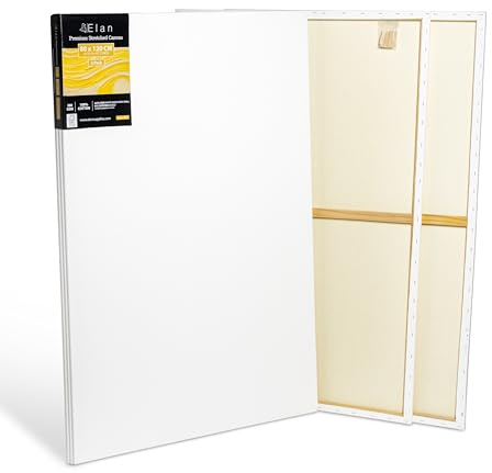 Elan sträckta dukar 80 x 120 cm 380 GSM, 3-pack konstdukar för oljemålning, extra stor duk för målning 380 GSM, oljekanvas 80 x 120 cm