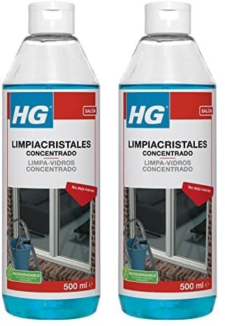 HG Limpiacristales Concentrado, Fórmula Súper Concentrada Profesional para un Brillo Perfecto Sin Marcas, Utilizado por Limpiadores Profesionales de Ventanas - 500ml (297050130) (Paquete de 2)