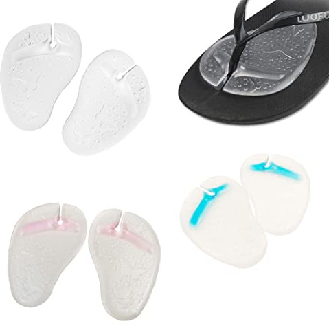 3 Paar klare Schmetterlingsmuster Silikon Zehensandalen Vorfuß-Einlegesohlen Gel-Pads Flip Flops Hausschuhe Kisseneinlagen Griff rutschfest selbstklebend Zehenschutz für Damen und Herren