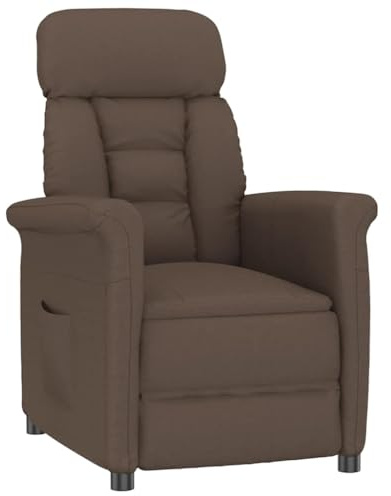vidaXL Recliner Stolen Brun Mörkbrun 70.5 x 96.5 x 95 cm tyg, Modern rektangulär fåtölj, justerbar mikrofiberstol för vardagsrum, stilig och bekväm inomhus