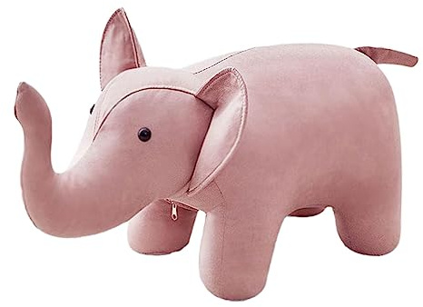 FccsiKoa Sofa Tea Stool Kids Stool, Cute Bench Shoes Changing Foot Rest with Wooden Legs, Ottoman Stool for Indoor, Bedroom Guest Rooms Decor Playroom, Pink Elephant