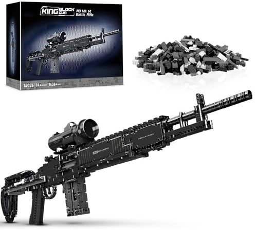 Finger Rock Technik Gewehr MK14 Klemmbausteine Set, Waffen 1606 Teile 1:1 Model Scharfschützengewehr Bausatz mit Schussfunktion, Pistole Gun Waffen Geschenke