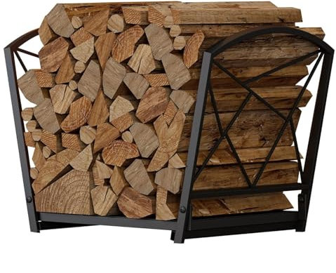 Porte-Bûches en Métal, Panier à Bûches, Support pour Bois de Chauffage, Rangement Pratique, Intérieur/Extérieur