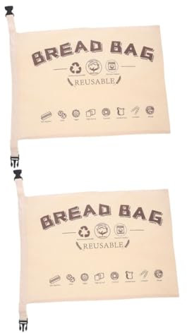 MOKKHNB 2pcs Reusable Cotton Bread Bags Snap Fastener for Storing Cookies Crackers and Other Dry Foods As Household Bread Storage