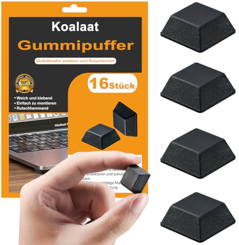 Gummipuffer Gummifüße Selbstklebend 16 Stück Schwarz, Silikon Anti Vibration Pads, Rubber Feet für Lautsprecher Elektrogeräte 20,6x7,6mm