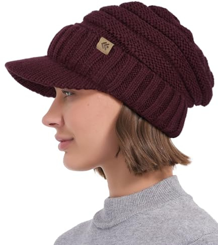 Creekstone Beanie Hüte für Damen Herren Fleece gefütterte Wintermützen Frauen Slouchy Beanies Fleece gefütterte Beanie mit Krempe Visier