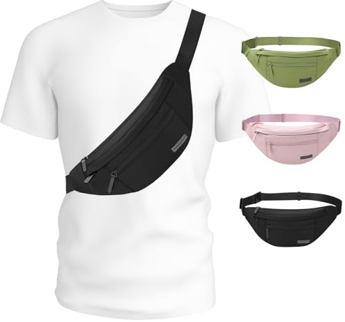 MAXTOP Bauchtasche aus Gabardine für Damen & Herren | Groß Gürteltasche & Umhängetasche Wasserdicht für Outdoor, Sport, Fitness | Hüfttasche für Laufen, Camping, Wandern, Fahrrad, Reisen