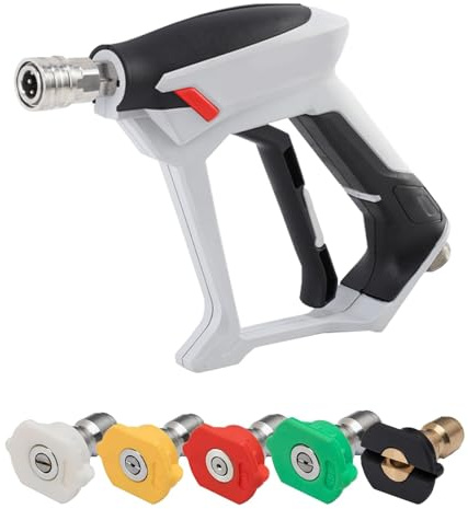 Pistola para Hidrolimpiadora 4000 PSI con 5 Boquillas, Resistente de Acero Inoxidable Compatible con Acople Rápido Adaptador, Pistola Universal Adecuada Lavado de Autos Limpieza Doméstica
