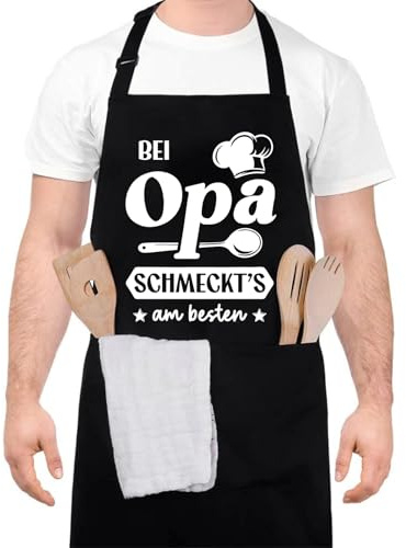 Livdouyu Lustige Kochschürze für Männer,Grillschürze für Männer Professionelle Grillschürze Chefkoch Ehemann Küchenschürze mit Doppeltasche Verstellbar,Vatertag, Geburtstagsgeschenk
