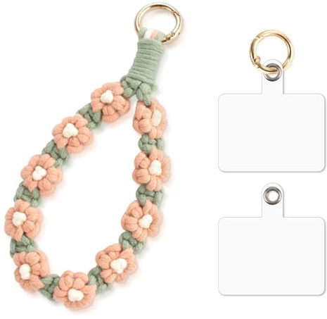 ZhuoFan Cordino per Cellulare Telefono Universale Corta,Rimovibile Cordino Tracolla Portachiavi,Collana Collo Catena Laccio per Cellulare e Patch,Telefono per Maggior Parte,Rosa+Verde