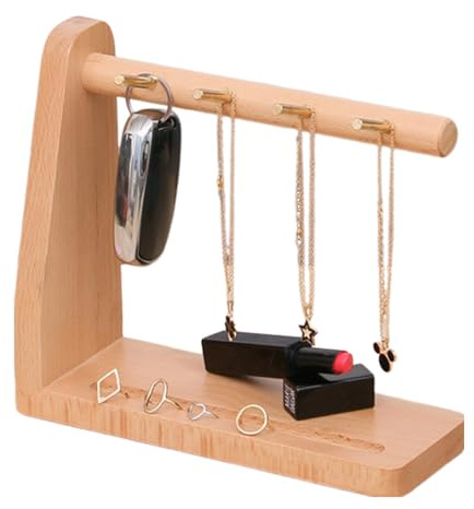 Support de clés en bois, plateau d'organisation de bureau, accessoire compact côté porte, affichage unique de petits articles, étagère de rangement pour boucles d'oreilles, design esthétique rustique