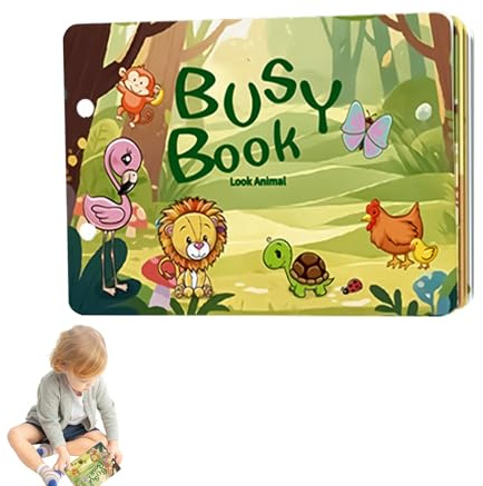 ZWWOGE Montessori Busy Board 1–2 Anni, Libro Sensoriale 14 Pagine Tema Bosco, Giocattolo Educativo in Feltro per Motricità Fine, Giochi da Viaggio, Regalo Bambini