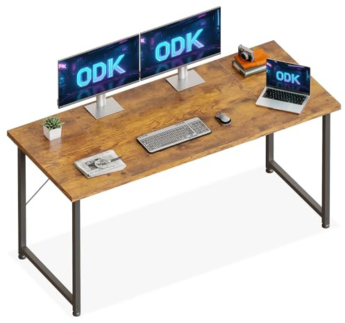 ODK Escritorio para Ordenador con Patas Ajustables, 140x50cm, Marrón