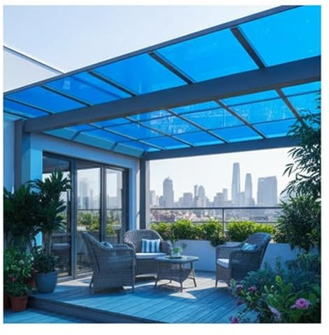 2mm Polycarbonatplatte, Transparent Gewächshaus Dachplatten Für Schuppen, Carports, Scheunenoberlichter(2x9.8ft)