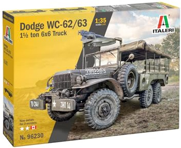 Italeri 96230 Dodge WC62 1 1⁄2 t 6 x 6 lastbil, skala 1:35, plast modellkit/plastmodell för montering