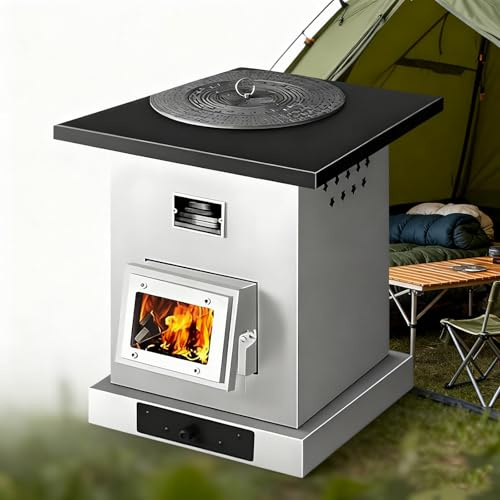 Poêle à bois d'intérieur en fonte épaisse, sans fumée, économie d'énergie, four à bois, chauffe jusqu'à 60 ㎡