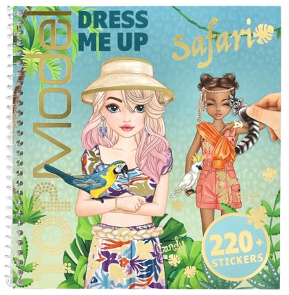 Depesche 13831 TOPModel - Dress Me Up Stickerbuch Safari, mit 24 Seiten tierische Model Motive zum Selbstgestalten, inkl. 11 Stickerbogen