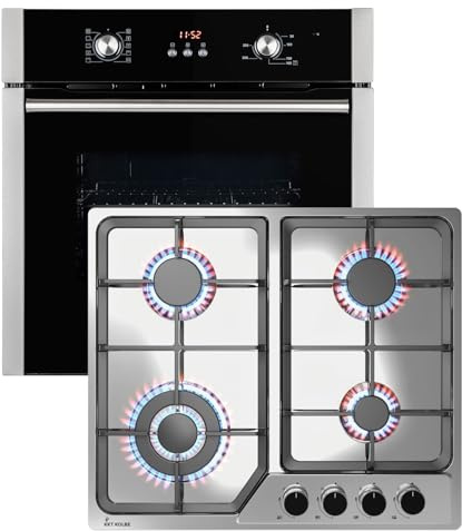 KKT KOLBE Set horno 60cm BO8805SS y placa gas 58 cm inox G604ED | 4 fuegos wok | grill y aire caliente | timer automático | doble cristal, bloqueo niños | SET8805G604ED