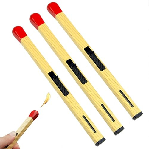 Match Lighters 3 Pack, 8 Inch Long Refillable Metal Lighters for BBQ, Fireplace, Camping - Multi-Purpose Design Suitable for Men and Women