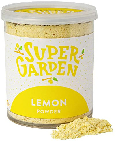 Super Garden Gefriergetrocknetes Zitronenpulver aus 100% Naturfrüchten - Zuckerfreies Fruchtpulver für Smoothies, Desserts & Getränke - Vitamin-reiches Gewürz für Müsli & Joghurt - 80g