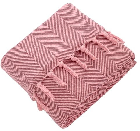 Mixibaby Tagesdecke Wohndecke Wendedecke Kuscheldeck Sofadecke Couchdecke, Farbe:Rosa, Design:Fischgrätendesign