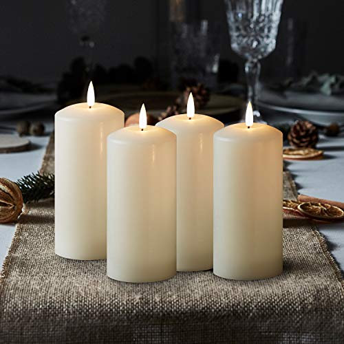 Lights4fun 4er Set TruGlow® LED Kerzen Adventskranz mit warmweißer LED Flamme 15cm batteriebetrieb