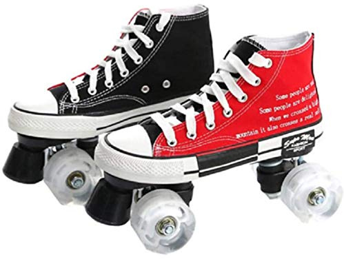 Quad Pattini a rotelle Tela, Pattini a rotelle donne e uomini doppia fila scarpe da pattinaggio a quattro ruote perfette per interni ed esterni unisex A,44