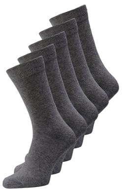 Jack & Jones Jacjens Sock 5 Pack Noos Calcetines, Hombre, Gris Dark Grey Melange, Talla única
