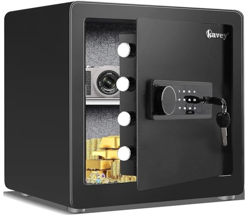 Kavey 40L Safe Box, Home Safe with Backlit Touch Screen Keypad and Dual Alarm System, Money Safe With Mute Function and LED Light, Safe for Home Hotel Office