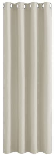 PONY DANCE Vorhang Beige Blickdicht - 1 Stück H 260 cm x B 140 cm Verdunkelungsvorhang Kinderzimmer Gardinen Wohnzimmer Thermovorhang gegen Kälte und Hitze Ösenschal, Hellbeige