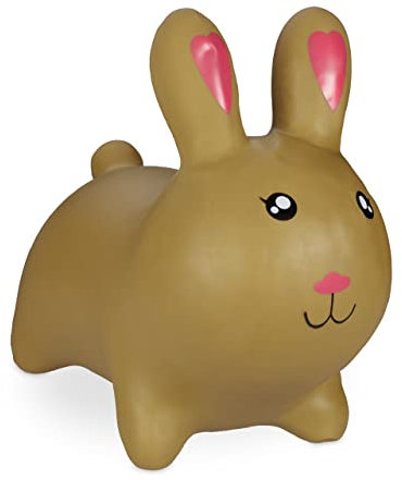 Relaxdays Hüpftier Hase, inklusive Luftpumpe, Hopser, bis 50 kg, BPA-frei, Hüpfspielzeug, Kinder, Sprungtier, hellbraun