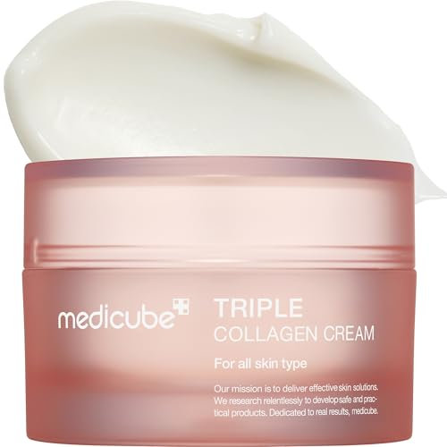 medicube Triple Collagen Cream Hydrating & Firming Moisturizer With Hyaluronic Acid, Premium Elastin, Shea Butter Wrinkle Care 1.69 Oz Triple Collagen Cream