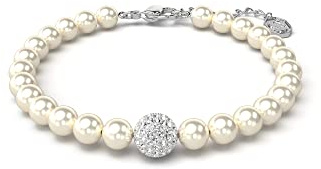 Swarovski Strand Swarovski Remix Collection, Perle de cristal, Blanc, Métal rhodié