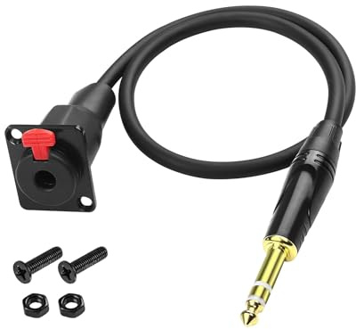 XMSJSIY D-Type 6.35mm 1/4 Buchse Panel Mount auf 6.35mm 1/4 TRS Stecker Stereo Kabel Adapter Kabel Lautsprecher Kopfhörer Verlängerungskabel – 0,5M/1,6FT (D-Typ Buchse zu Stecker)