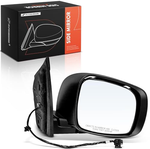 A-Premium Passenger Side Power Door Mirror - Compatible with Dodge Grand Caravan & Chrysler Town & Country, 2008 2009 2010 - Heated Manual Folding Primed Black Outside Rear View Mirror