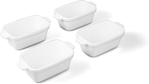 Souper Cubes 5 x 3 Ceramic Dishes With Silicone Lids – White - 4-Pack