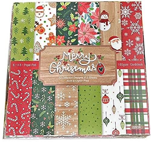 Fituenly 24 Blatt Klassisches Weihnachts-Scrapbook-Papier, Scrapbooking, Gemustertes Papier, Packung Zum Selbermachen, Basteln, Hintergrundpapier 6