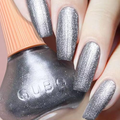 Schnell trocknend & Langanhaltend Glitzer Einfarbiger Nagellack - Silber Wasserbasierte Nagellacke für DIY Nageldesign - Ohne UV Lampe Nail polish - Quick Dry ungiftiger Nagellack (Silber 12ML)