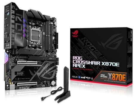 ASUS ROG Crosshair X870E APEX AMD X870E AM5 ATX Motherboard, Advanced AI PC-Ready, 18+2+2 Stages, DDR5, ROG Memory Fan, ROG DIMM.2 Card, Wi-Fi 7, 5G LAN, 3X M.2, PCIe® 5.0, USB4®, USB Type-C®, AI OC