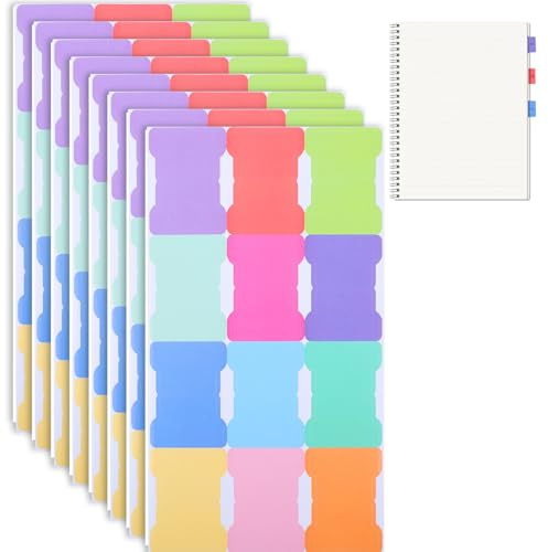 Lot de 96 onglets adhésifs pour notes autocollantes Pastel Onglets mensuels Autocollants Index colorés Marqueurs adhésifs Papier coloré pour l'étiquetage