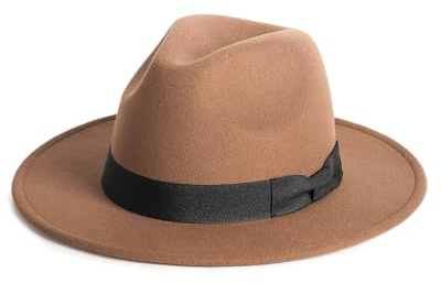 Zylioo XL-XXL Panama Hut aus Filz für Großen Kopf, Fedora Hut mit breiter Krempe Größe 61.5cm,Winter Trilby Jazz Hat