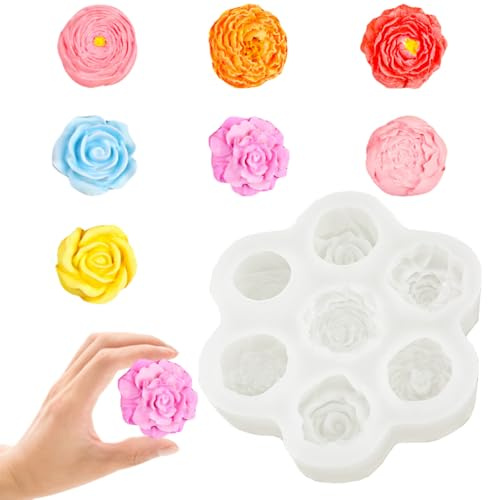 Moule en silicone en forme de fleur - Moule à bougie en silicone 3D - Pour savon, chocolat, aromathérapie - Fait à la main