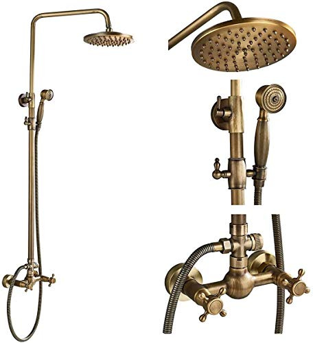 Robinet de douche mural à double poignée avec pommeau de douche à effet pluie de 20,3 cm, finition bronze huilé