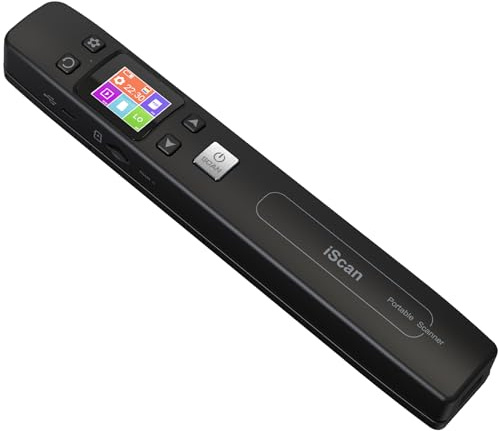 AUTENS Portable Handheld Scanner Included 16G SD Card, Wand Scanner for A4 Documents Pictures Pages Texts Receipts Books Up to 1050DPI, Colorful LCD Display, Uploads Via USB Cable, No Driver